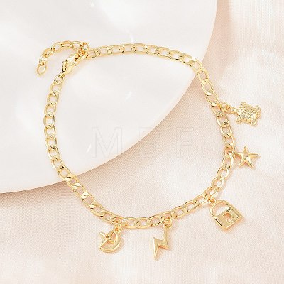 Brass Charm Bracelets BJEW-F545-01C-G-1