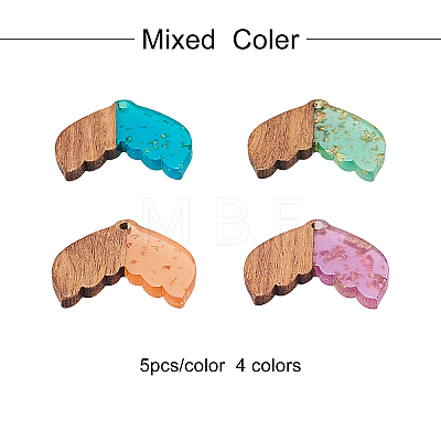 Transparent Resin & Walnut Wood Pendants RESI-CJ0001-68-1