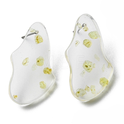 Resin Twist Teardrop Stud Earrings with Titanium Pins EJEW-D056-15P-1