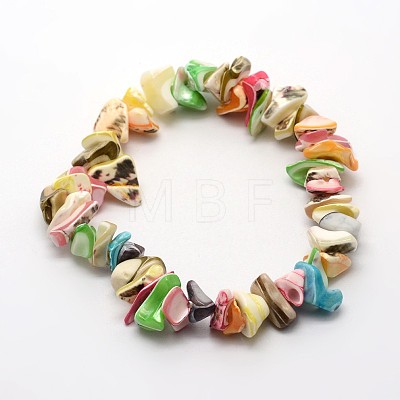 Dyed Natural Spiral Shell Stretch Bracelets BJEW-E267-01-1