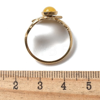 Round Natural Mixed Stone Finger Rings RJEW-C119-08G-1