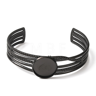 304 Stainless Steel Multi-strand Cuff Bracelet Blanks with Flat Round Bezel Settings SA-CBA4160-01B-EB-1