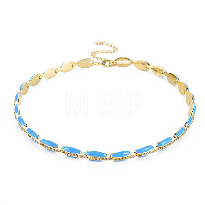 Brass Micro Pave Cubic Zirconia Link Tennis Necklaces for Women NJEW-T013-01G-02-1