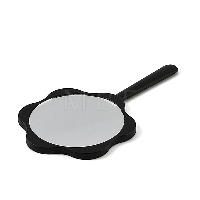 Plastic Flower-Edged Handheld Mirror AJEW-C049-01-1