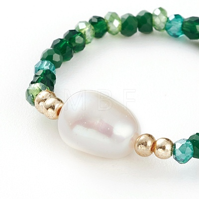 Glass Beads Stretch Rings RJEW-JR00314-1