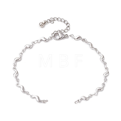 304 Stainless Steel Wave Link Chain Bracelet Making AJEW-JB01303-02-1