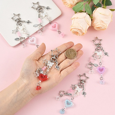 Alloy & Acrylic & Glass Pendant Decorations HJEW-YW00436-01-1