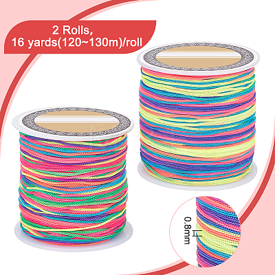 GOMAKERER 2 Rolls Segment Dyed Polyester Cords Macrame Thread OCOR-GO0001-04-1