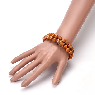 Couples Wood Beads Stretch Bracelets BJEW-JB04122-1