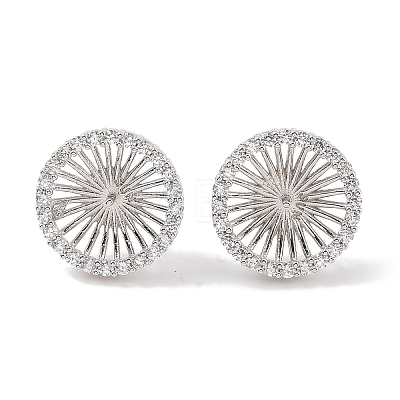 925 Sterling Silver Micro Pave Cubic Zirconia Earring Settings Findings STER-B003-24P-1