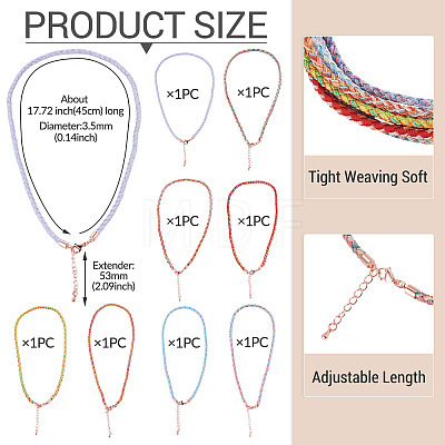 8Pcs 8 Colors 3.5MM Round Nylon Cotton Cord Necklace Making NJEW-TA0001-26RG-1