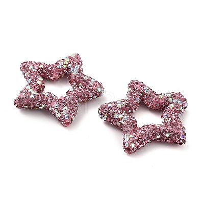 Star Shape Polymer Clay Rhinestone Beads CLAY-NH0001-06P-1