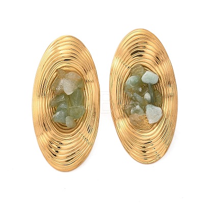 Oval Stainless Steel Stud Earrings EJEW-D303-01G-05-1