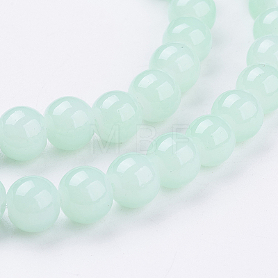 Imitation Jade Glass Beads Strands X-DGLA-S076-8mm-20-1