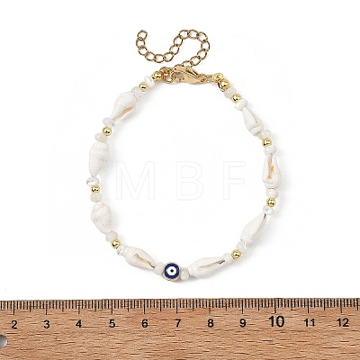 Natural Sea Shell Shell & Trochid & Alloy Enamel Beaded Bracelets for Women BJEW-JB14067-1