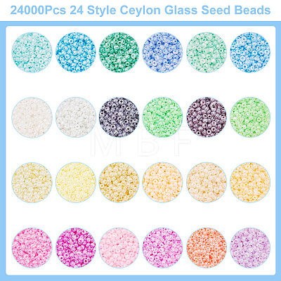   24000Pcs 24 Style Ceylon Glass Seed Beads SEED-PH0001-71-1