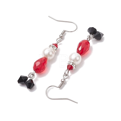 Glass Dangle Earrings EJEW-TA00464-1