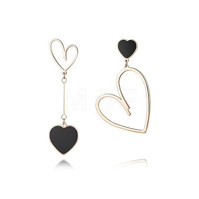 Heart Titanium Steel Dangle Earrings for Women TF3740-2-1