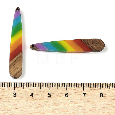 Pride Rainbow Theme Resin & Walnut Wood Pendants WOOD-K012-05A-1