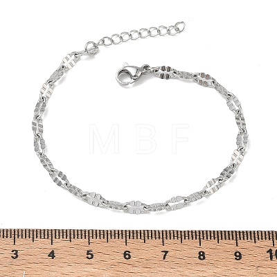 304 Stainless Steel Dapped Chains Bracelets for Women BJEW-D466-08A-P-1