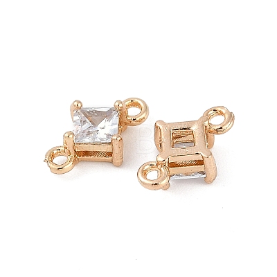 Brass Pave Glass Rhombus Links Connector Charms GLAA-Q088-001E-1