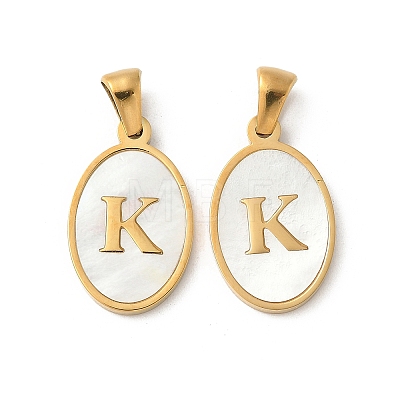 Natural Shell Oval with Initial Pendants STAS-I351-23G-K-1