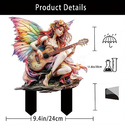 Elf with Guitar Acrylic Decorative Garden Stakes PW-WGDD60B-01-1