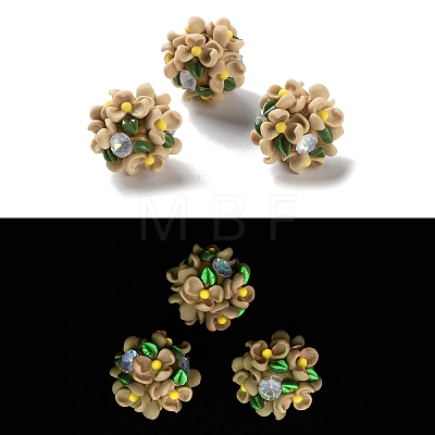 Luminous Polymer Clay Rhinestone Beads CLAY-U002-01-1