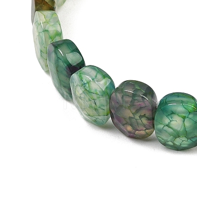 Dyed & Heated Natural Agate Oval Beaded Stretch Bracelet G-E010-01-21-1