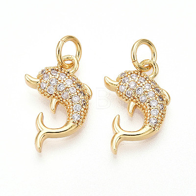 Brass Micro Pave Cubic Zirconia Pendants KK-T070-78G-1