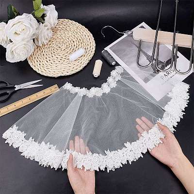 Detachable Polyester Bridal Lace Shawls AJEW-WH0248-17-1