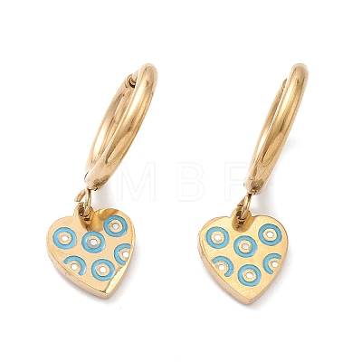 3 Pairs 3 Style Enamel Heart with Ring Dangle Hoop Earrings EJEW-B020-11G-1