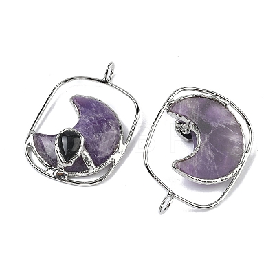 Natural Amethyst & Obsidian Big Pendants G-Z142-01P-B02-1
