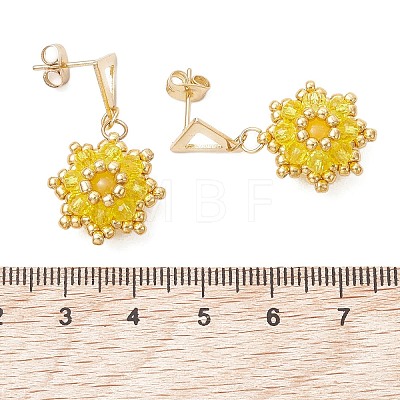 Valentine's Day Flower Natural & Dyed Malaysia Jade Dangle Stud Earrings EJEW-MZ00716-02-1