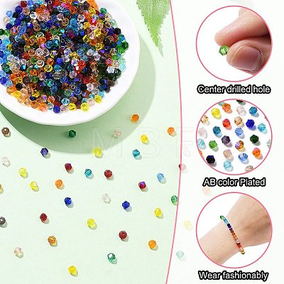 3600Pcs 24 Colors Transparent Electroplate Glass Beads GLAA-YW0003-32-1