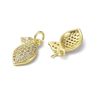 Rack Plating Brass Micro Pave Clear Cubic Zirconia Pendants KK-R157-08G-1