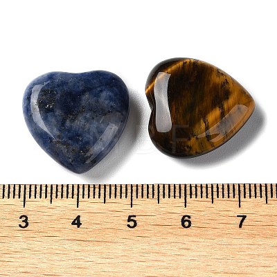 7Pcs 7 Styles Natural Mixed Gemstone Heart Palm Stones G-M416-12-1