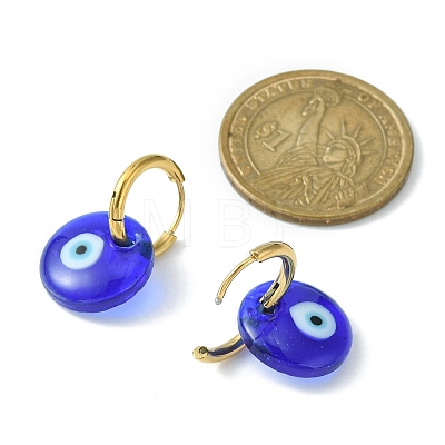Blue Lampwork Evil Eye Dangle Hoop Earrings EJEW-JE05276-02-1