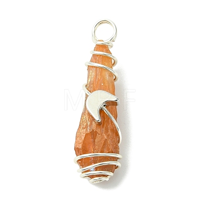 2Pcs Electroplated Natural Quartz Crystal Dyed Copper Wire Wrapped Pendants PALLOY-JF03174-02-1