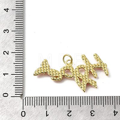 October Breast Cancer Pink Awareness Ribbon Brass Enamel Pendants KK-S517-04G-G-1