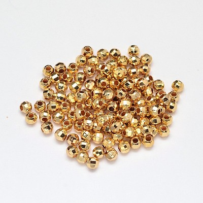 Rack Plating and Vacuum Plating Brass Round Faceted Spacer Beads KK-I598-26G-RS-1