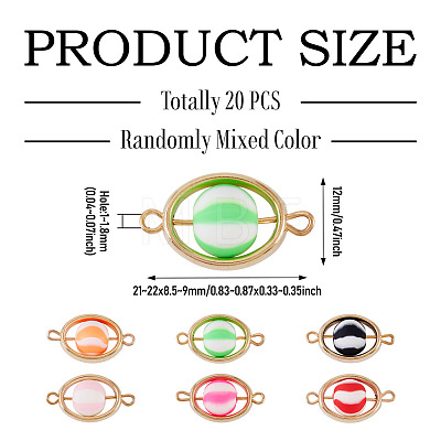 20Pcs Polymer Clay Ball & CCB Oval Frame Links Connector Charms CLAY-TADJ0001-03-1