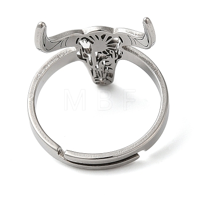 Non-Tarnish Cattle 304 Stainless Steel Adjustable Rings for Women RJEW-F163-02P-1