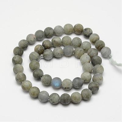 Natural Labradorite Frosted Bead Strands G-O155-04B-8mm-1