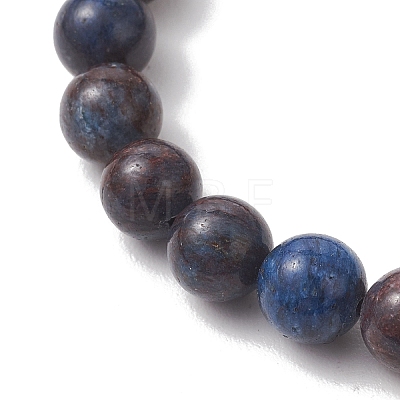 Round Natural Blue Opal Beads Stretch Bracelets for Women Men BJEW-JB13526-1