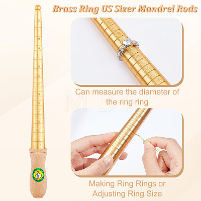 Brass Ring US Sizer Mandrel Rods TOOL-WH0159-31-1