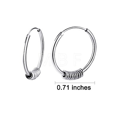 Rhodium Plated 925 Sterling Silver Circle Beaded Huggie Hoop Earrings for Women JE912A-02-1