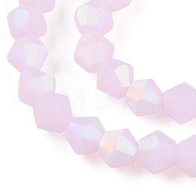 Imitation Jade Bicone Frosted Glass Bead Strands EGLA-A039-J4mm-MB02-1