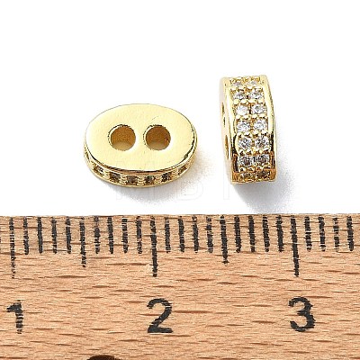 Rack Plating Brass Micro Pave Clear Cubic Zirconia Beads KK-U014-02G-1