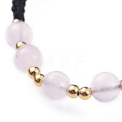 Adjustable Natural Rose Quartz Braided Bead Bracelets BJEW-JB04599-02-1